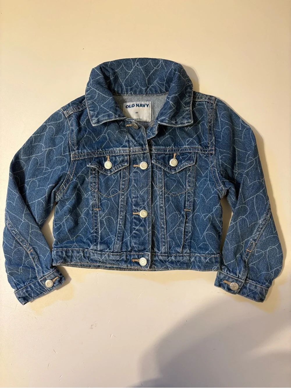 Old Navy Blue Denim Jacket with Heart Stitching